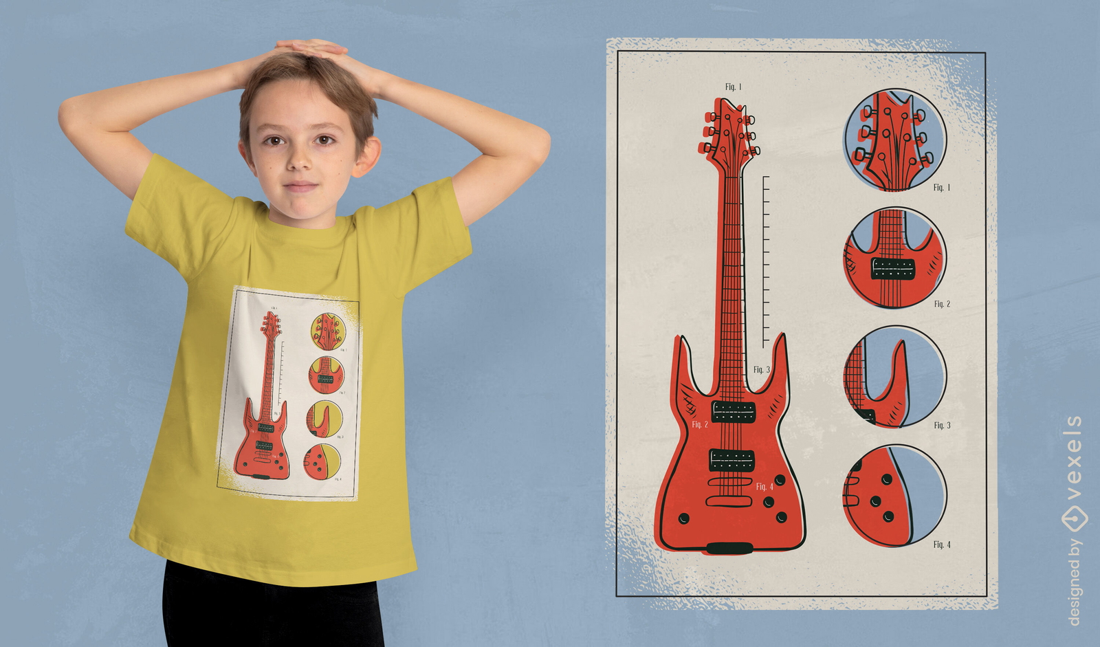 Design de camiseta de peças de guitarra