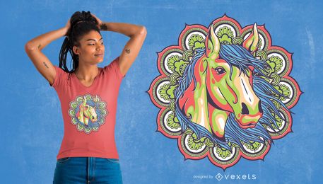 Buntes Mandala Pferd T-Shirt Design
