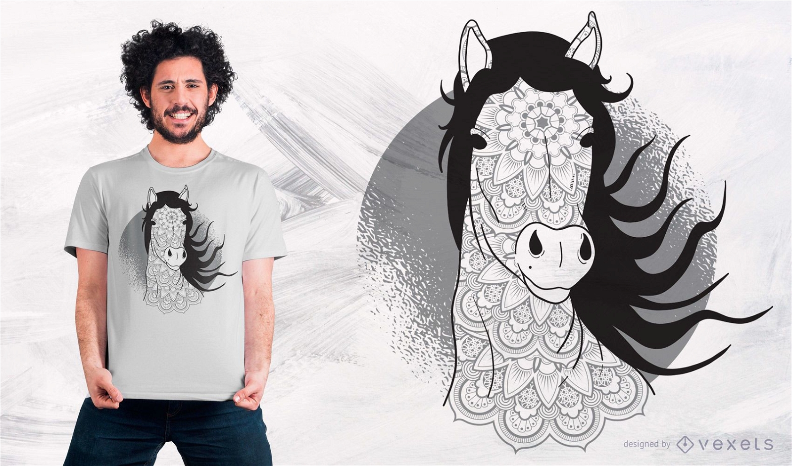 Design de t-shirt do cavalo Mandala