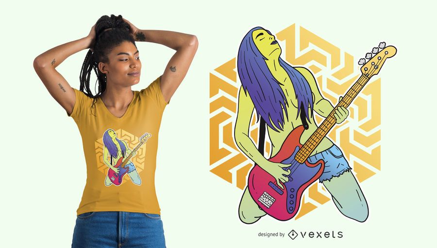 Trippy Bass Player T-Shirt Design Trippy Bass Player T-Shirt Design