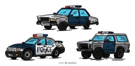 Police Cars Illustration Set Police Cars Illustration Set