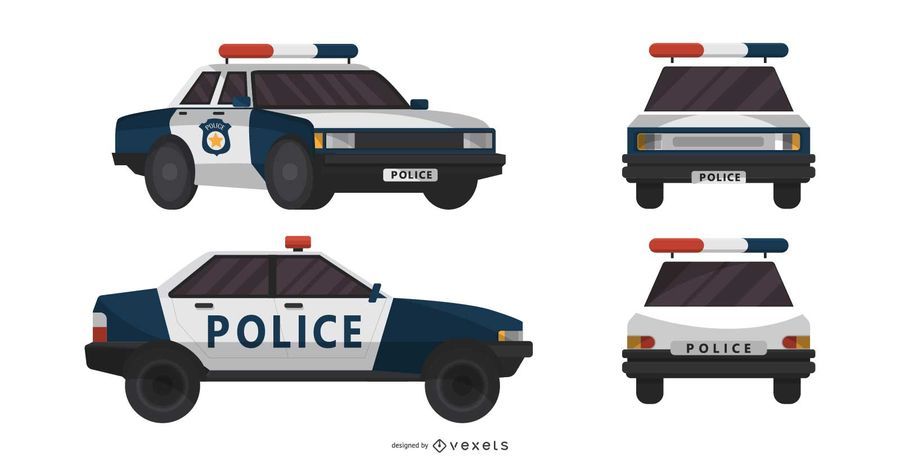 Police Car Different Views Illustration Police Car Different Views Illustration