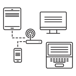 Computador tablet roteador telefone notebook traçado Desenho PNG