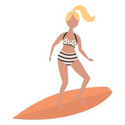 Mädchen blond Badeanzug Surfbrett flach PNG-Design