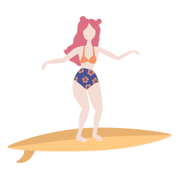 Prancha de surf plana de maiô feminino Desenho PNG
