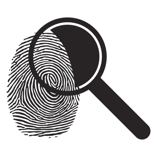 Magnifying glass loupe fingerprint silhouette PNG Design