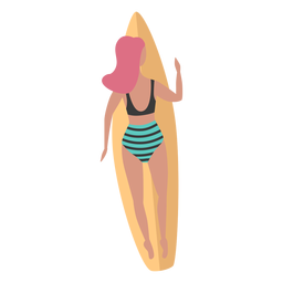 Surfbrett Mädchen Badeanzug flach PNG-Design