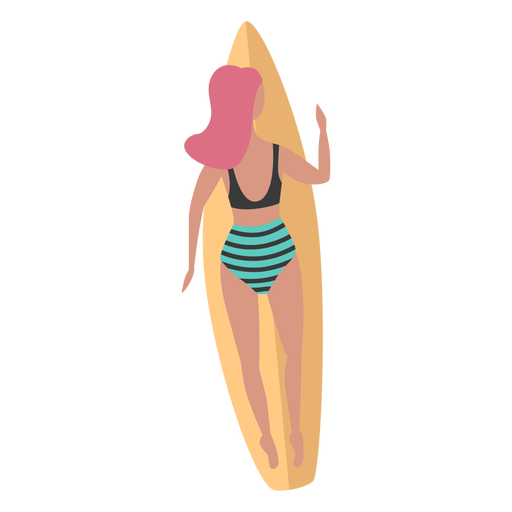 Ba?ador ni?a tabla de surf plano Diseño PNG