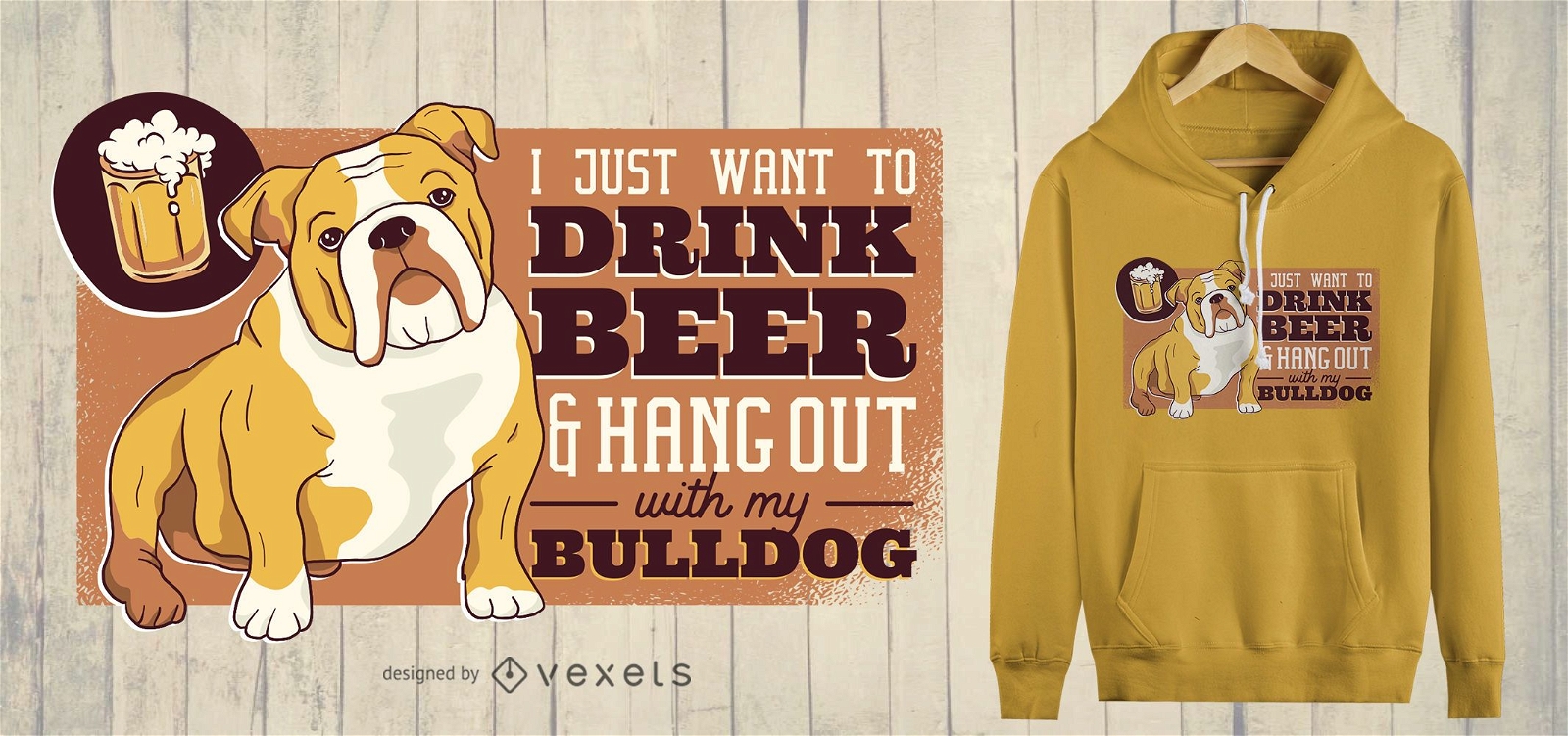 Beer & Bulldog T-Shirt Design