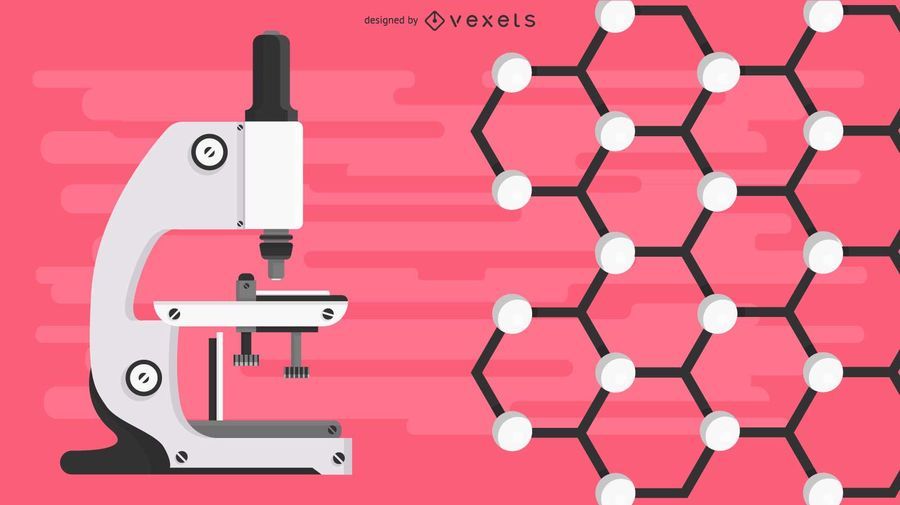 Labormikroskop und Molekül-Illustration Labormikroskop und Molekül-Illustration