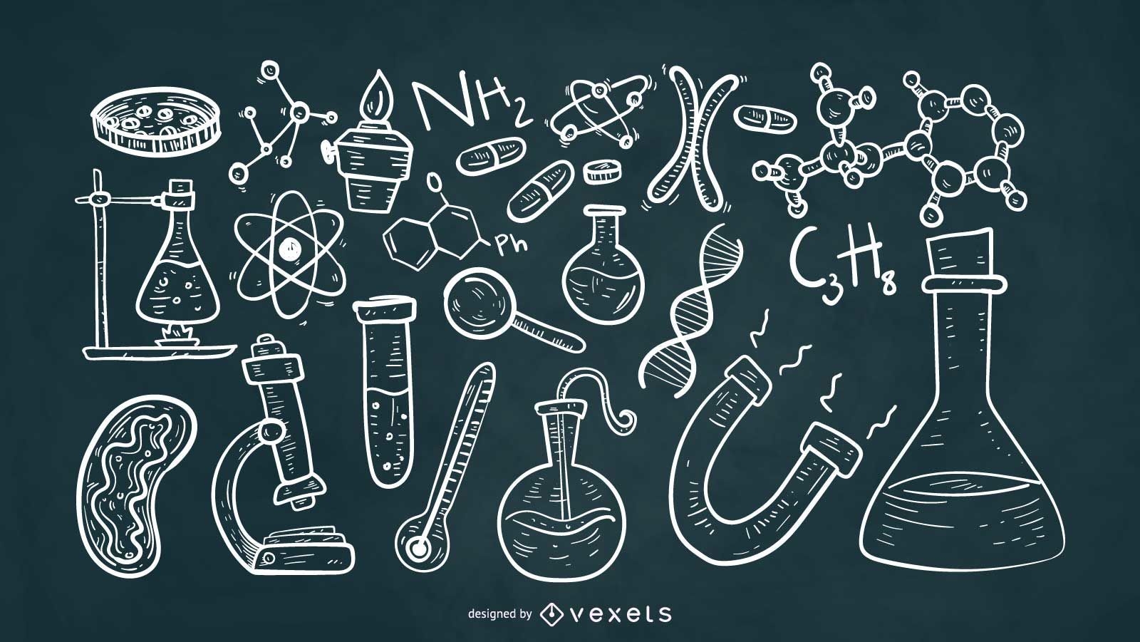 Elementos científicos estilo tiza