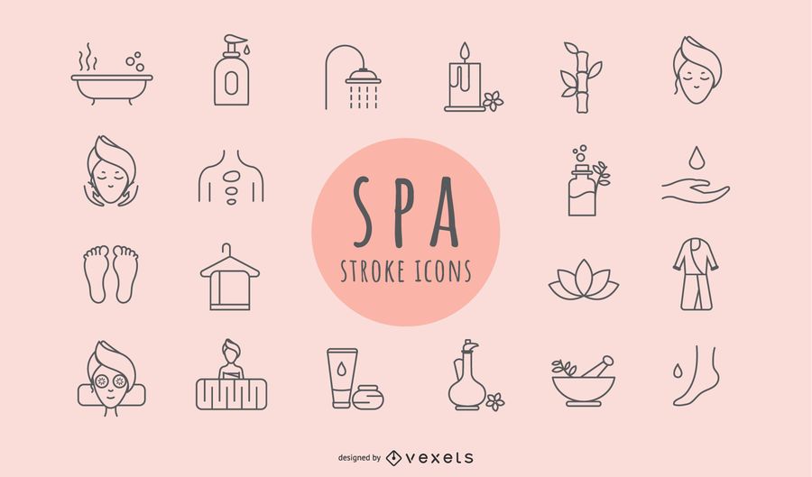 Spa-Elemente Schlaganfall-Icons Spa-Elemente Schlaganfall-Icons