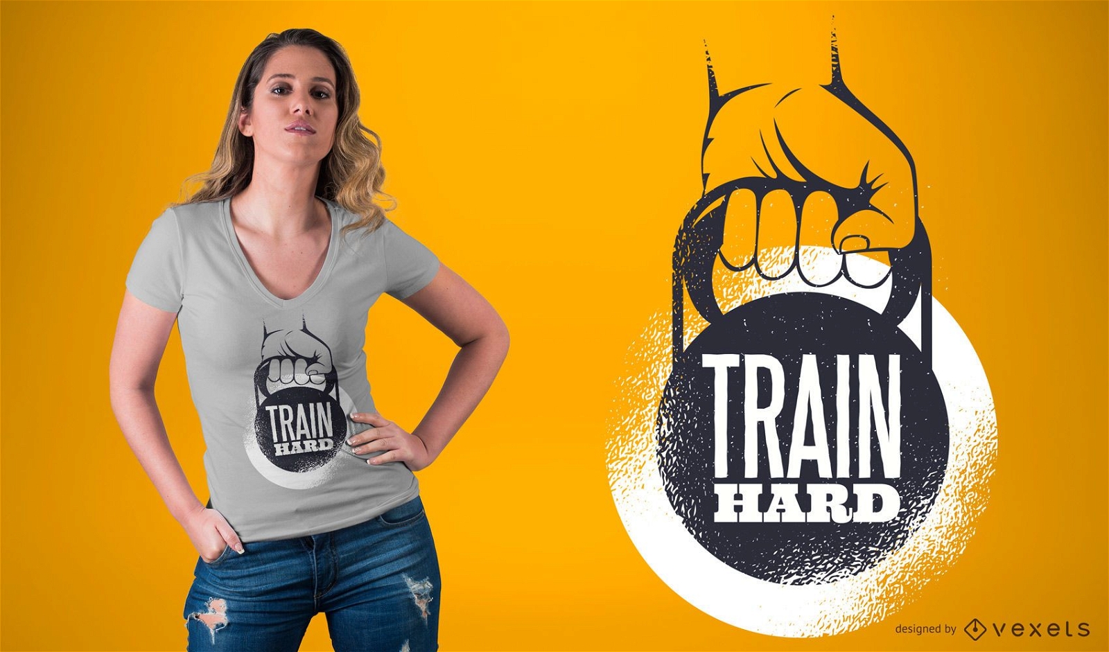 Diseño de camiseta Train Hard Caption