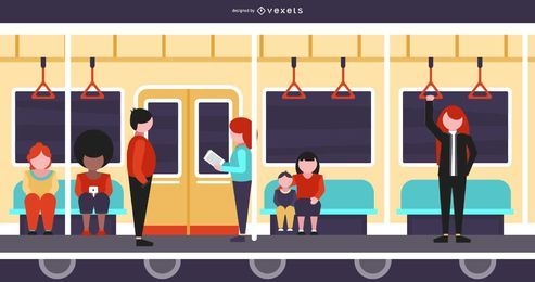 Dentro de una ilustración plana de tren