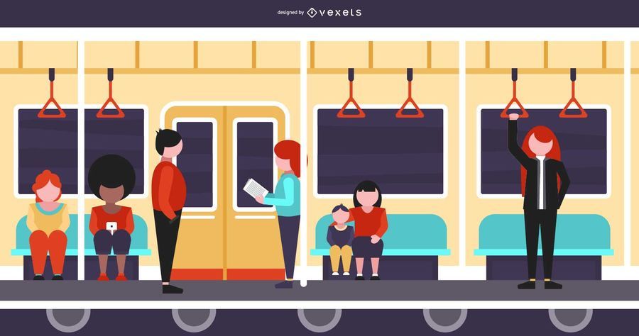 Inside of a Train flat Illustration Inside of a Train flat Illustration