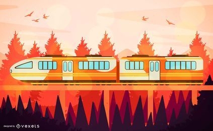 Ilustração de trem em laranja