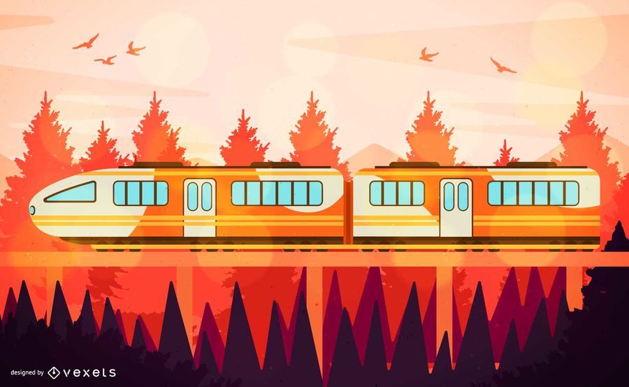 Ilustración de tren naranja de viaje Ilustración de tren naranja de viaje