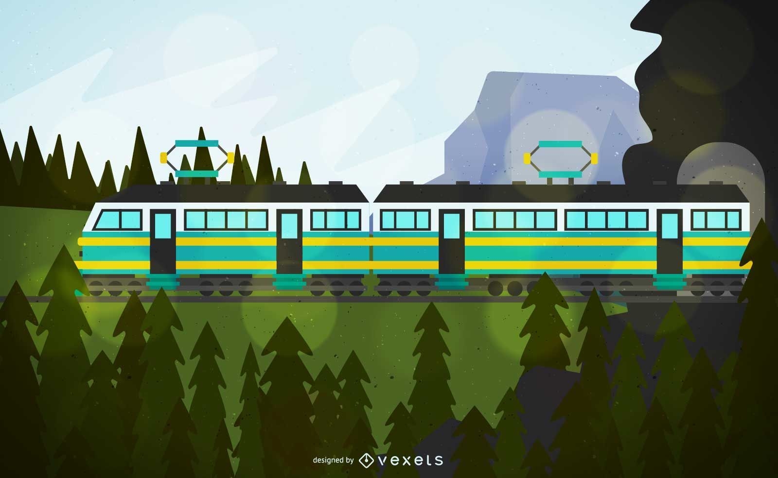 Cable Train Vehicle Illustration