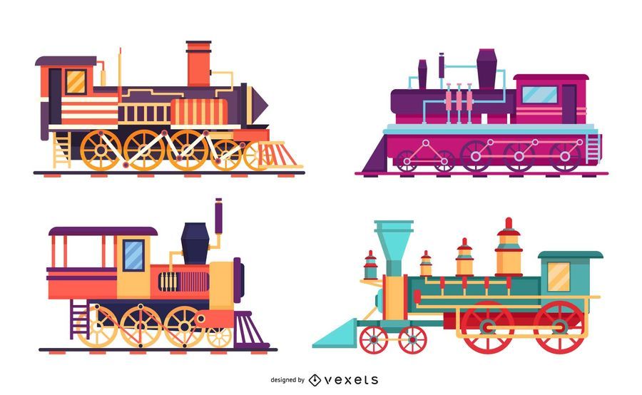 Vintage Train Illustration Set Vintage Train Illustration Set