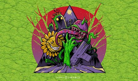 Ilustración de plantas y zombies Ilustración de plantas y zombies