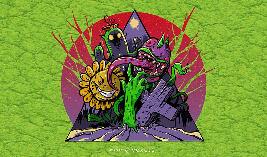 Ilustración de plantas y zombies Ilustración de plantas y zombies