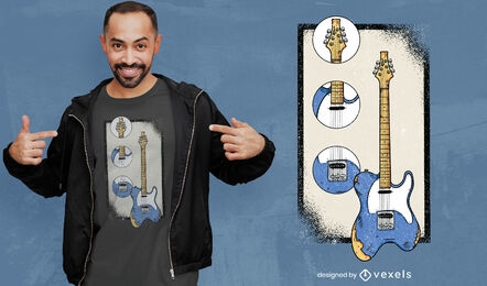 Design de camiseta com peças de guitarra elétrica