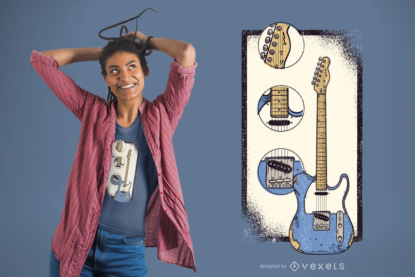 Telecaster Guitar Pieces T-Shirt Design Telecaster Guitar Pieces T-Shirt Design