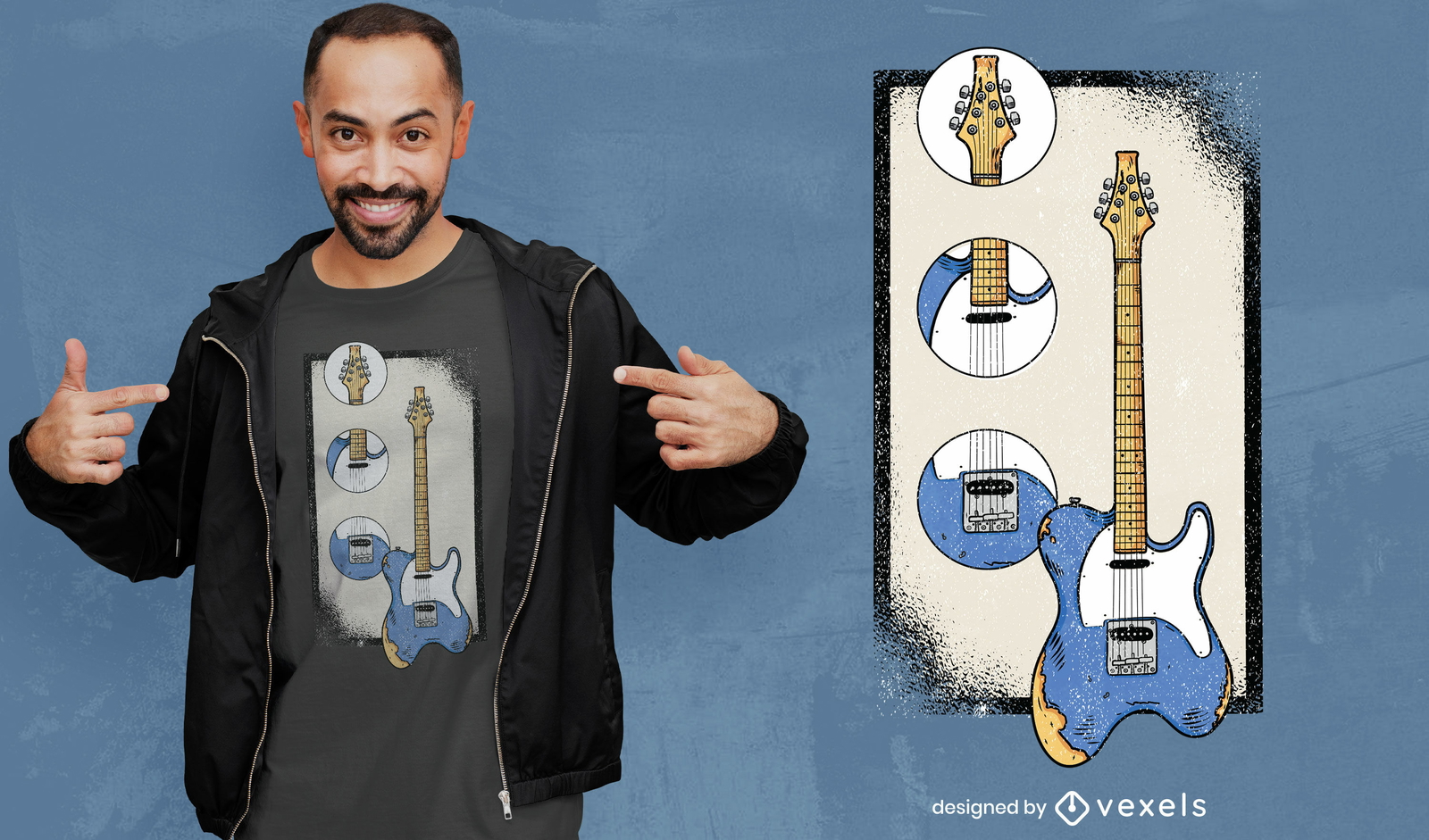 Electric Guitar Pieces T-Shirt Design