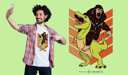 Diseño de camiseta Big Foot & Dinosaur Diseño de camiseta Big Foot & Dinosaur