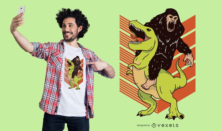 Big Foot & Dinosaur T-Shirt Design Big Foot & Dinosaur T-Shirt Design