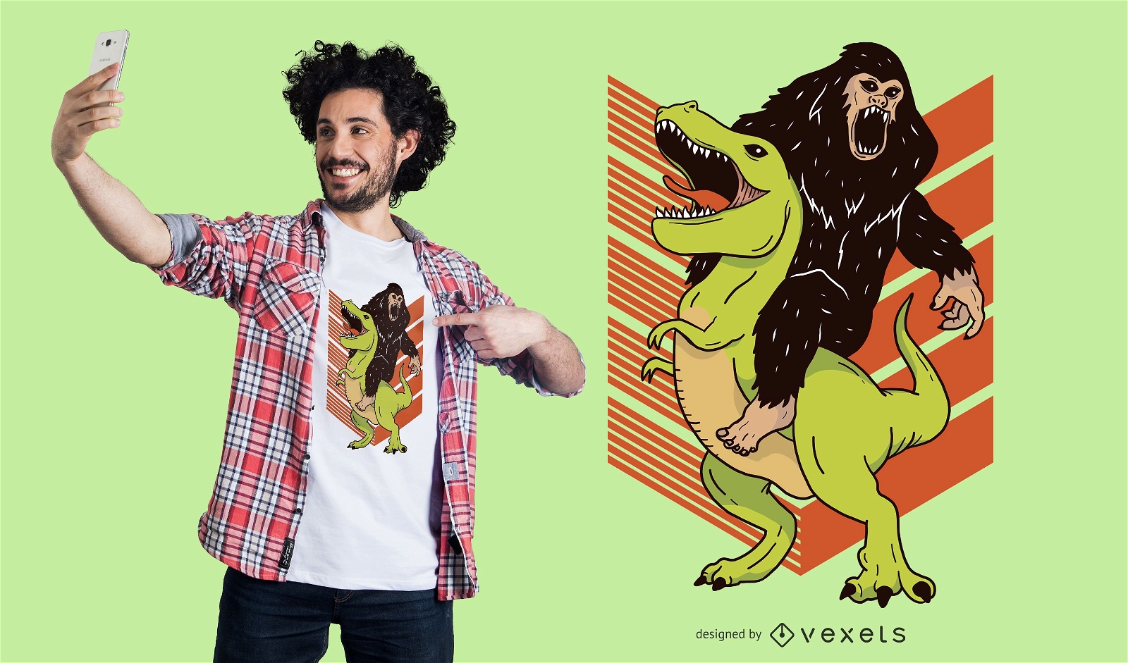 Diseño de camiseta Big Foot & Dinosaur