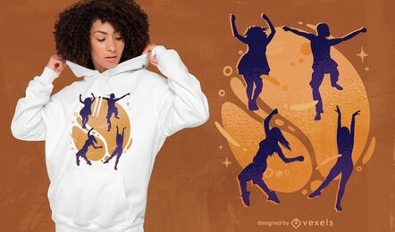 Happy dancing people silhouettes t-Shirt design
