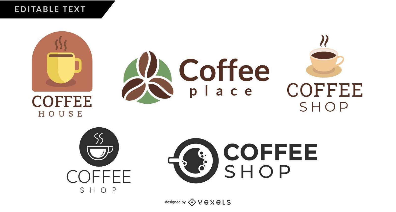 Coffee shops logo set