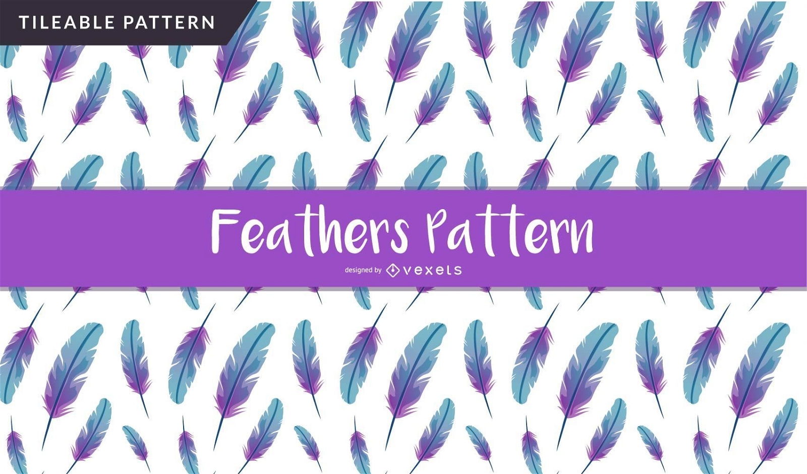 Gradient feathers seamless pattern