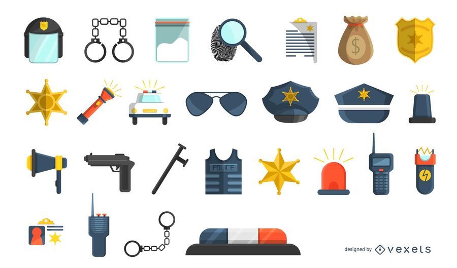 Flat police icon set Flat police icon set