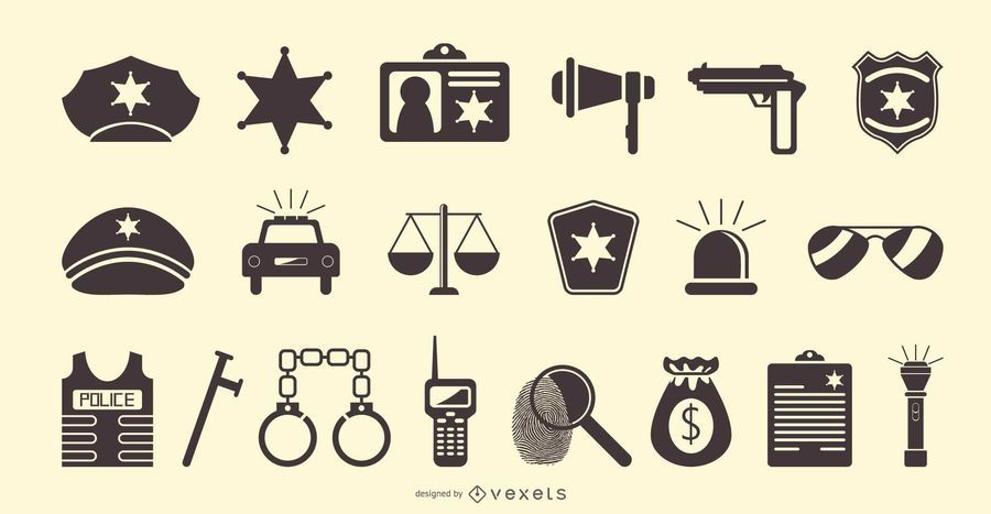 Police flat icon set Police flat icon set