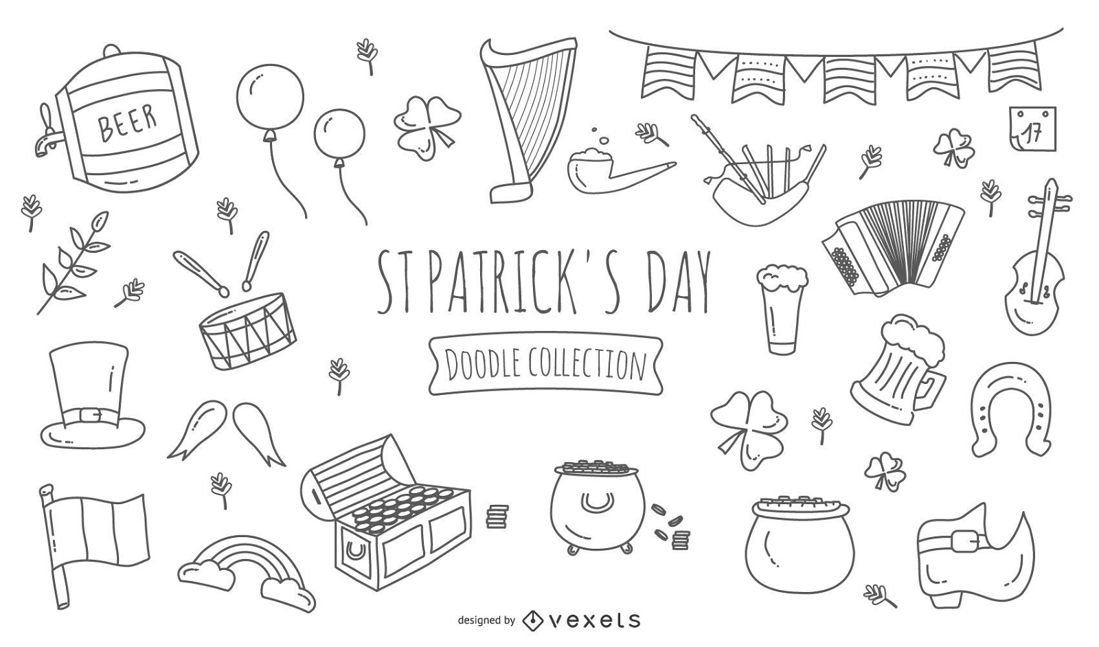 St. Patrick&#39;s Day Doodle Icons Set
