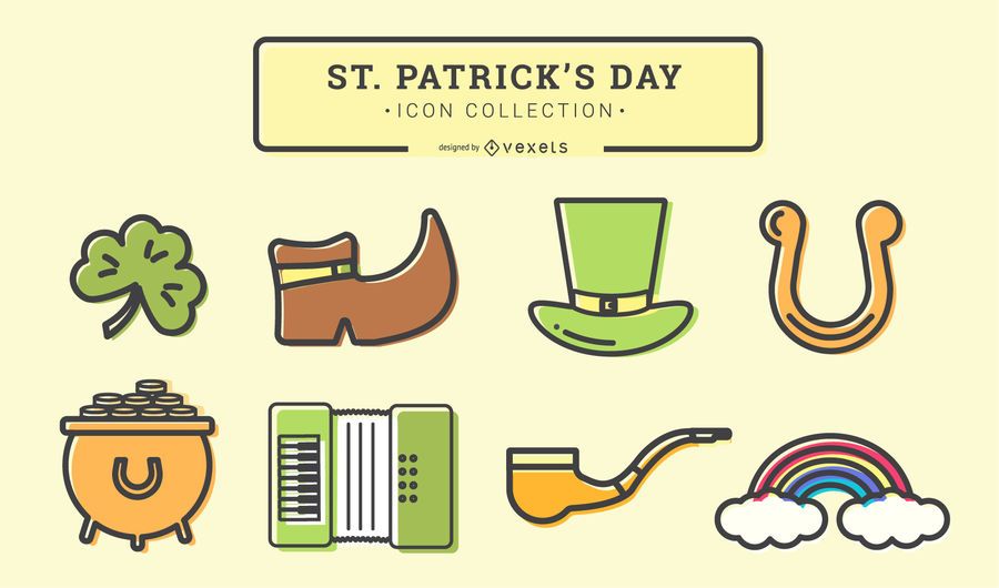 St Patrick's Day Stroke Icon Set St Patrick's Day Stroke Icon Set