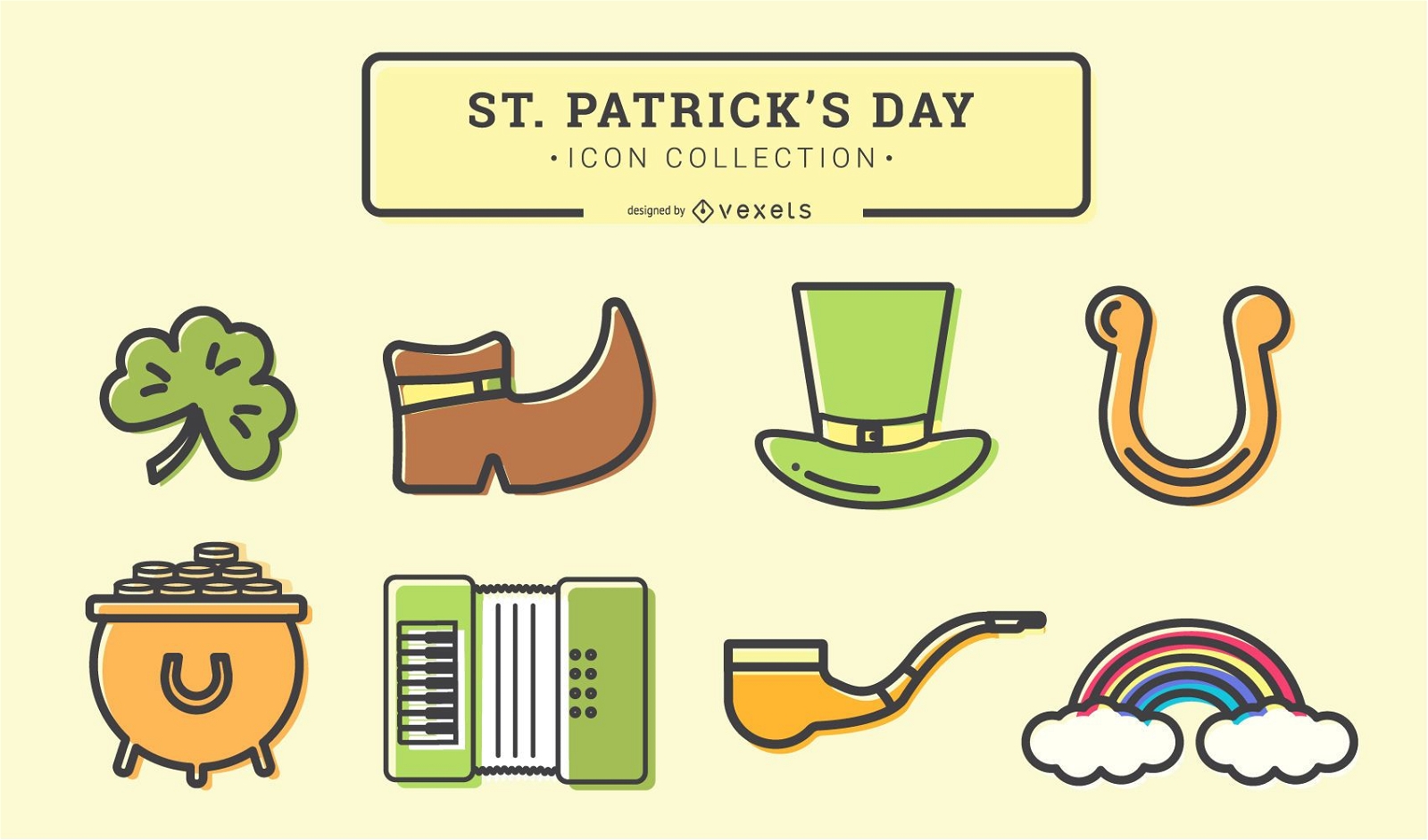 St. Patrick&#39;s Day Stroke Icon Set