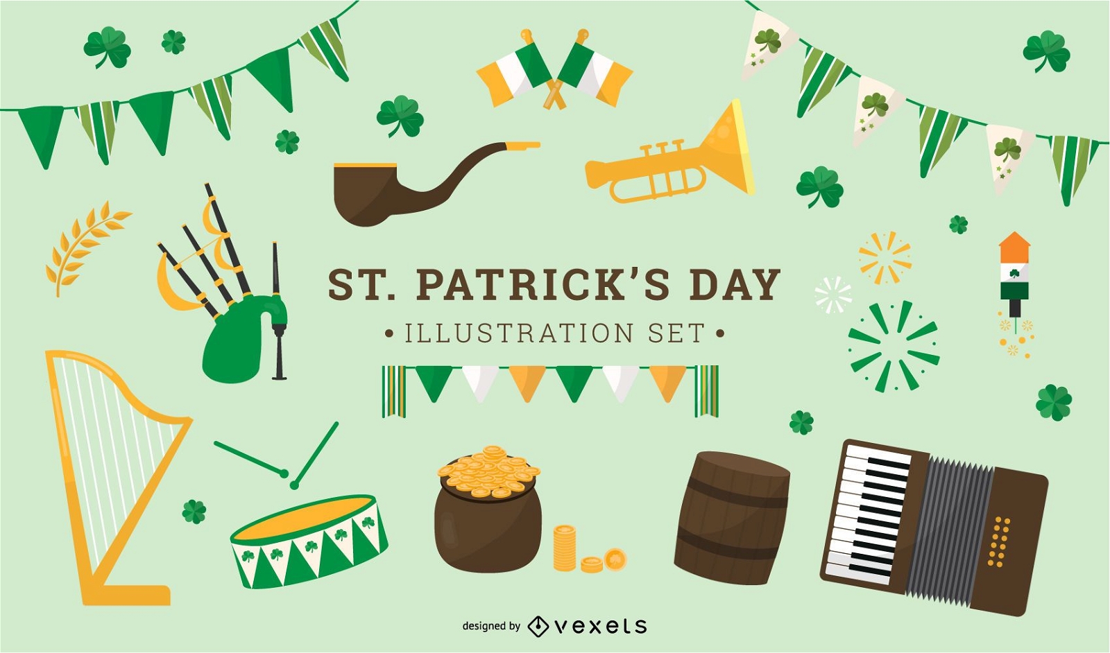 St. Patrick&#39;s Day Flat Icon Set