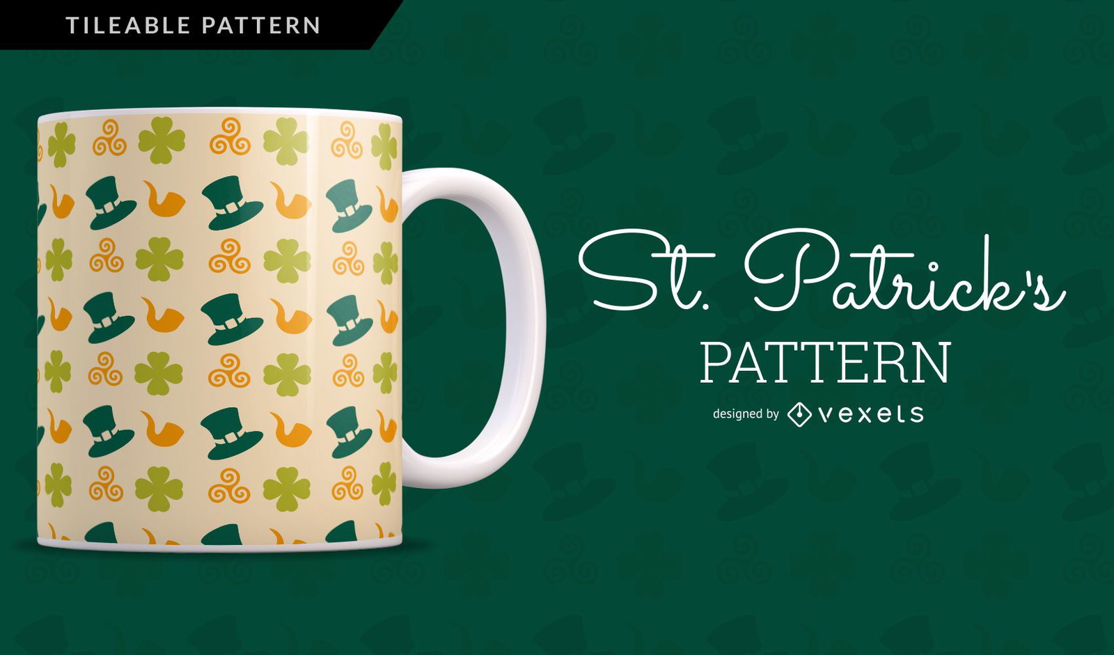 Design de caneca de padrão de elementos de Saint Patrick