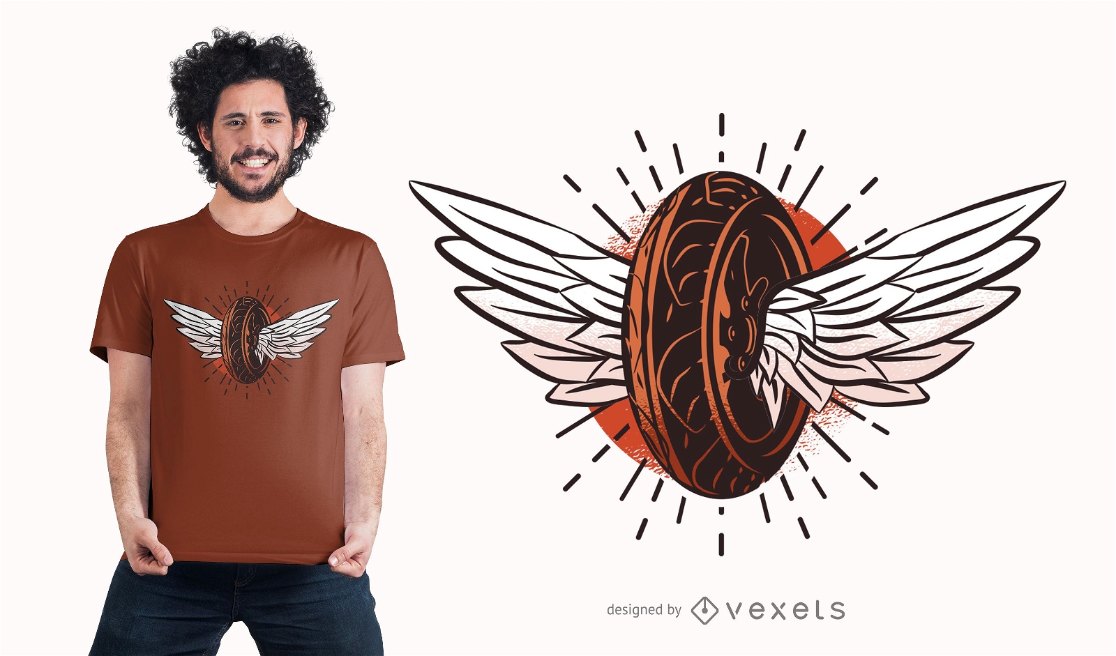 Desenho de t-shirt de pneu com asas