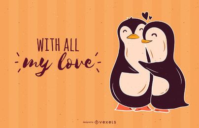Penguins love vector design
