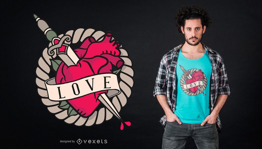 Sword Pierce Heart t-shirt design Sword Pierce Heart t-shirt design