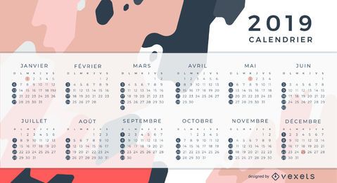 Diseño de calendario francés 2019