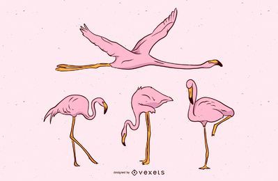 Pink Flamingo Vector Set Pink Flamingo Vector Set