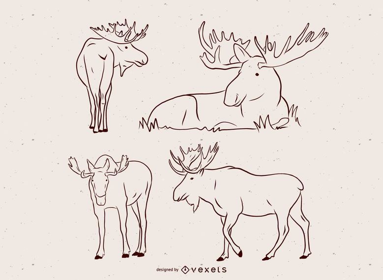 Elch-Vektor-Illustrationssatz Elch-Vektor-Illustrationssatz