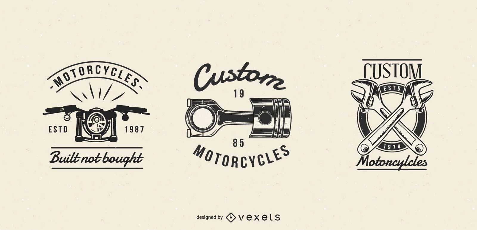 Conjunto de emblemas de motocicleta vintage