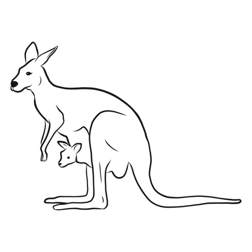 Kangaroo and joey sketch PNG Design