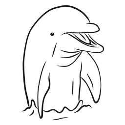 Dolphin on water surface sketch PNG Design